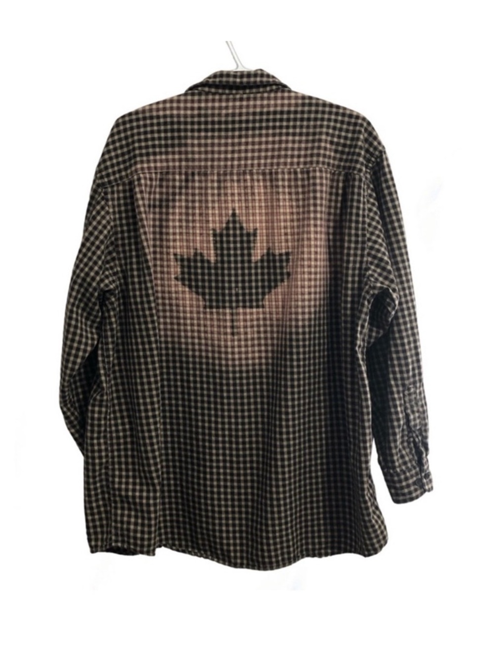Upcycled “I AM CANADIAN” Canada maple leaf shirt.